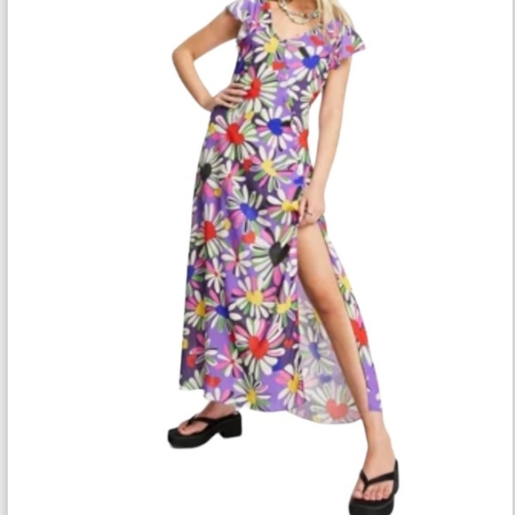 Weekday midi dress with wrap detail in ditsy floral Sz S Women Fun Flowy - Picture 3 of 10